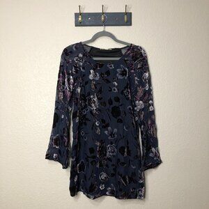 Staring At Stars Anthropologie Floral Velvet Burnout Mini Dress Women's S Grunge